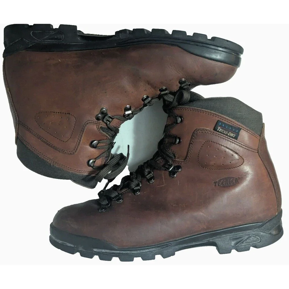 Vintage Tecnica Trekking Tecni-Dry Hiking Boots Men's Size 12D Cognac